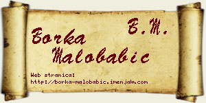 Borka Malobabić vizit kartica